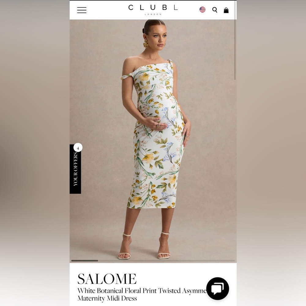 Club L London One Shoulder Floral Dress - White and Yellow
